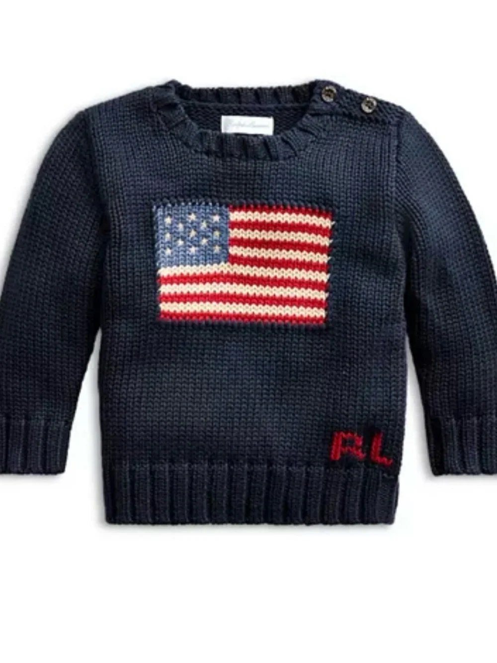 Ralph Lauren Navy Knit Flag Sweater for Kids 50%OFF SEND OFFERS